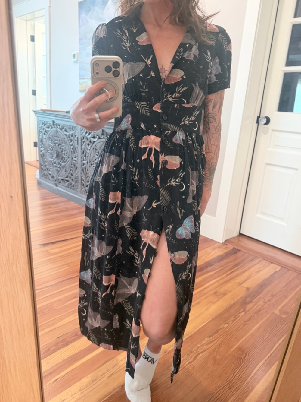 Disturbia Nightmoth Midi Shirt Dress Sz 4 ret $82 SOLD OUT